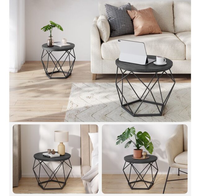 Geometrický set stolíkov 2ks – čierny
