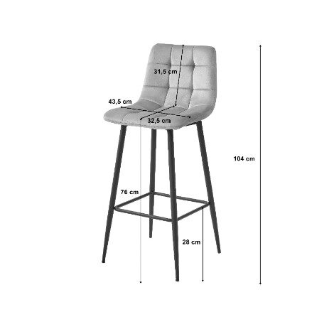 Barová stolička ARCETO – svetlosivá