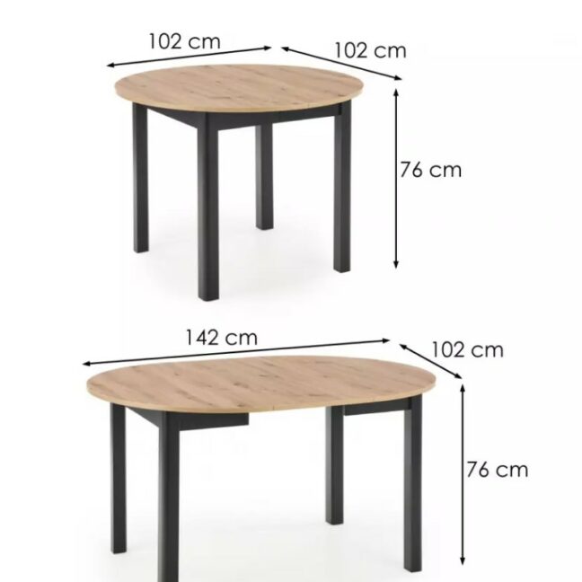 Rozkladací jedálenský stôl DANTE 102-144cm – dubový efekt